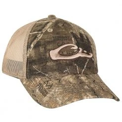 Drake Waterfowl Six Panel Camo Mesh Back Raised Logo Hat Hats
