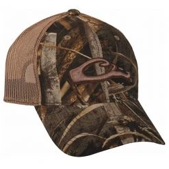 Drake Waterfowl Six Panel Camo Mesh Back Raised Logo Hat Hats